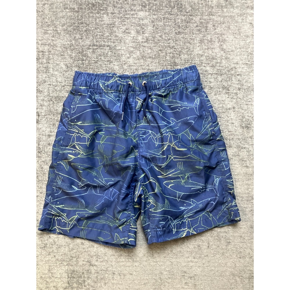 Gap Swim Shorts Kids Large 10 Blue Shark Print Mid Rise Drawstring Waist Surfing